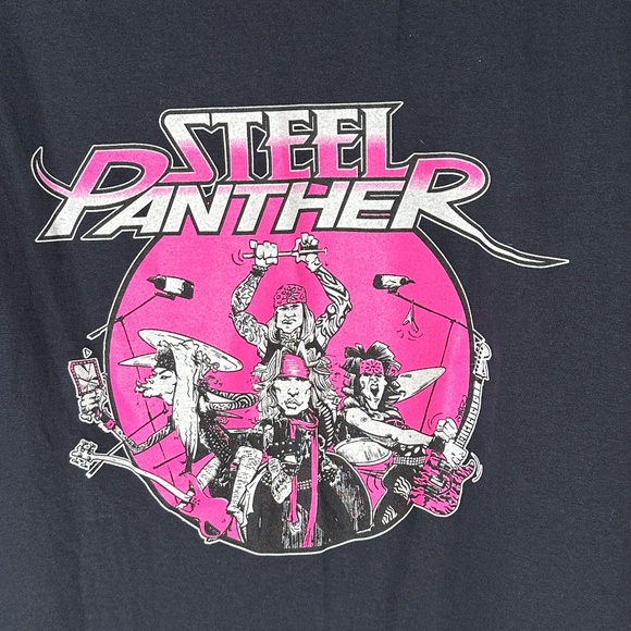 Steel Panther Heavy Metal "F Covid" Pink Black Short Sleeve T Shirt Tee - Picture 3 of 7